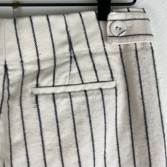 Victoria Victoria Beckham Striped Crop Pants Size 6 Cream Navy Straight Wool - Picture 6 of 11